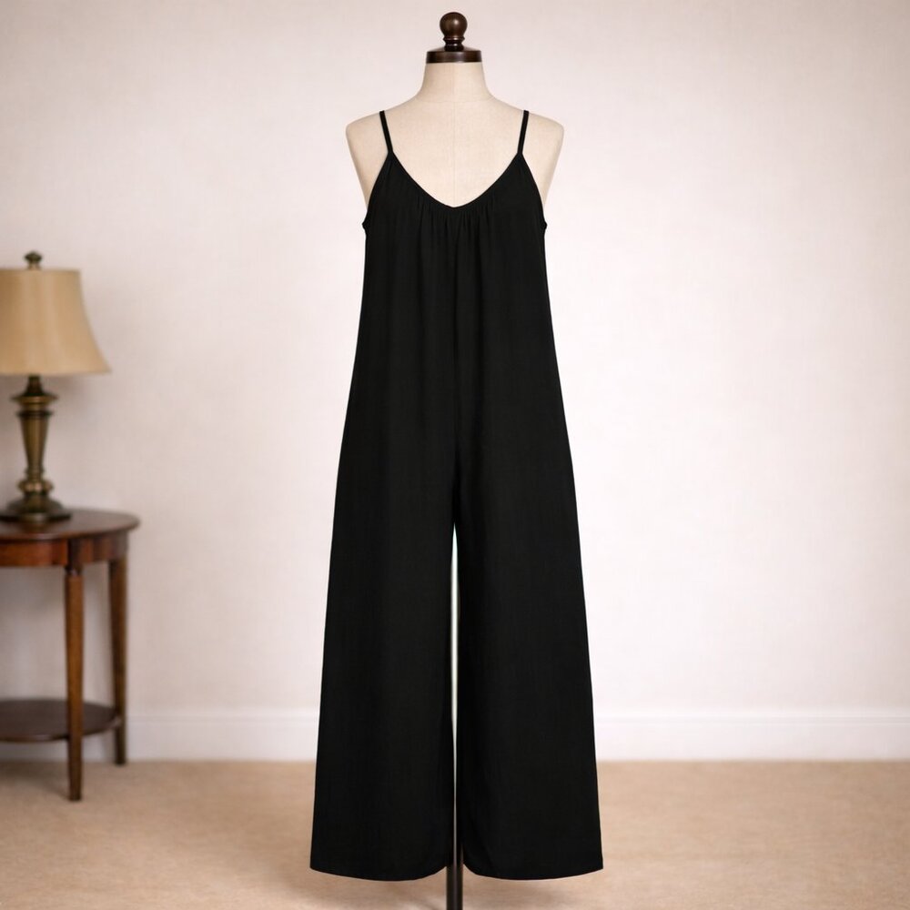 Black Casual Jumpsuit Size XS Adjustable Straps